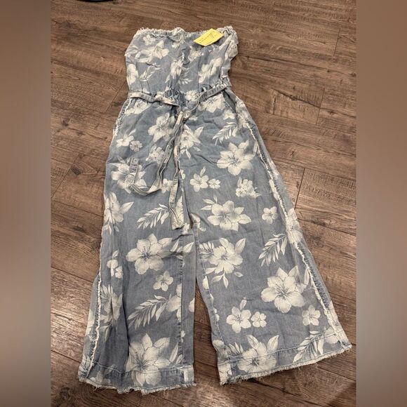 NWT Vintage Havana Washed Tropical Denim Blue Tencel Jumper - Picture 3 of 5